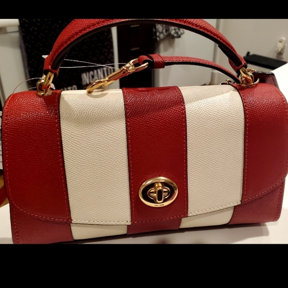 Coach Handbags - Coach Red/White striped leather bag